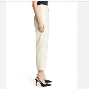 TED BAKER PLAIDER NATURAL FAUX LEATHER PANTS IN CREAM - L (TED 4)